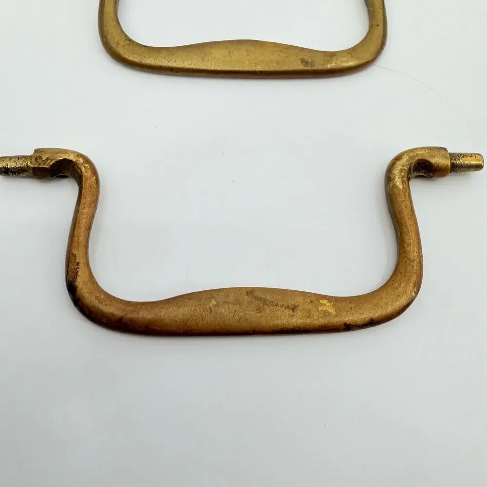 Vtg Solid Brass Bail Drawer Pull Handles Furniture Hardware Lot of 2 Colonial